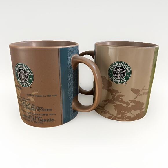 Pair Of Starbucks Mug 2006 Origin of the Coffee Thanks to Manolo 18 Oz - Picture 2 of 4